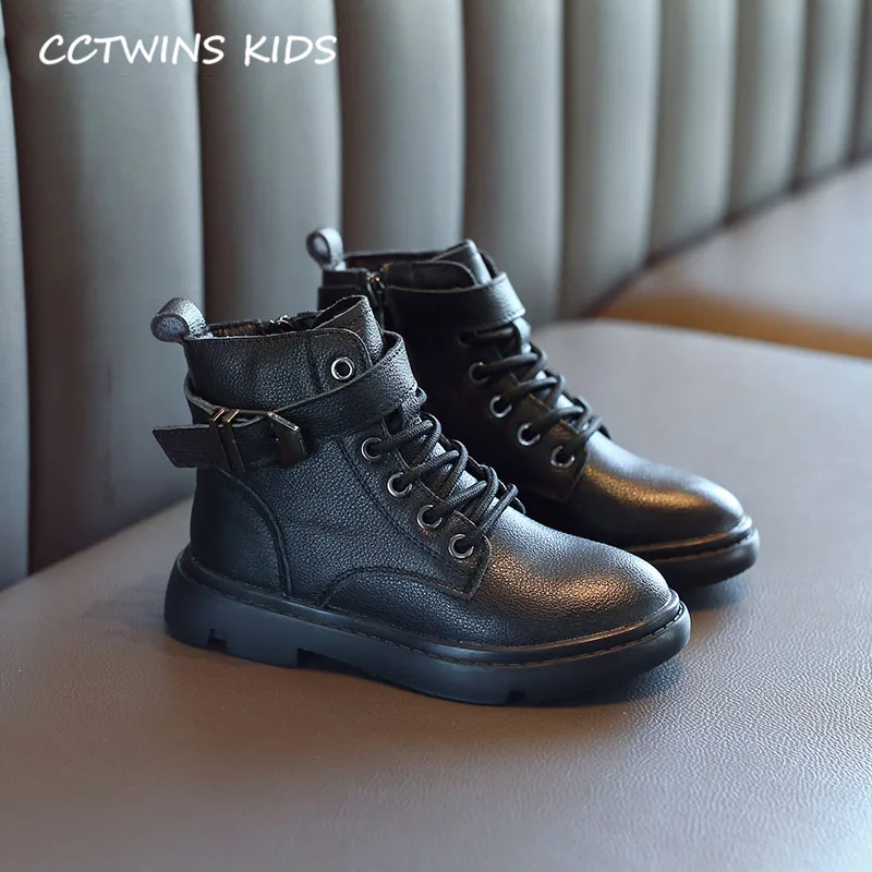 Thin Black CCTWINS/детская обувь; коллекция года; зимние брендовые Ботинки martin для маленьких мальчиков; детская обувь из натуральной кожи; Модные ботильоны для девочек; MB149 - Цвет: Thin Black
