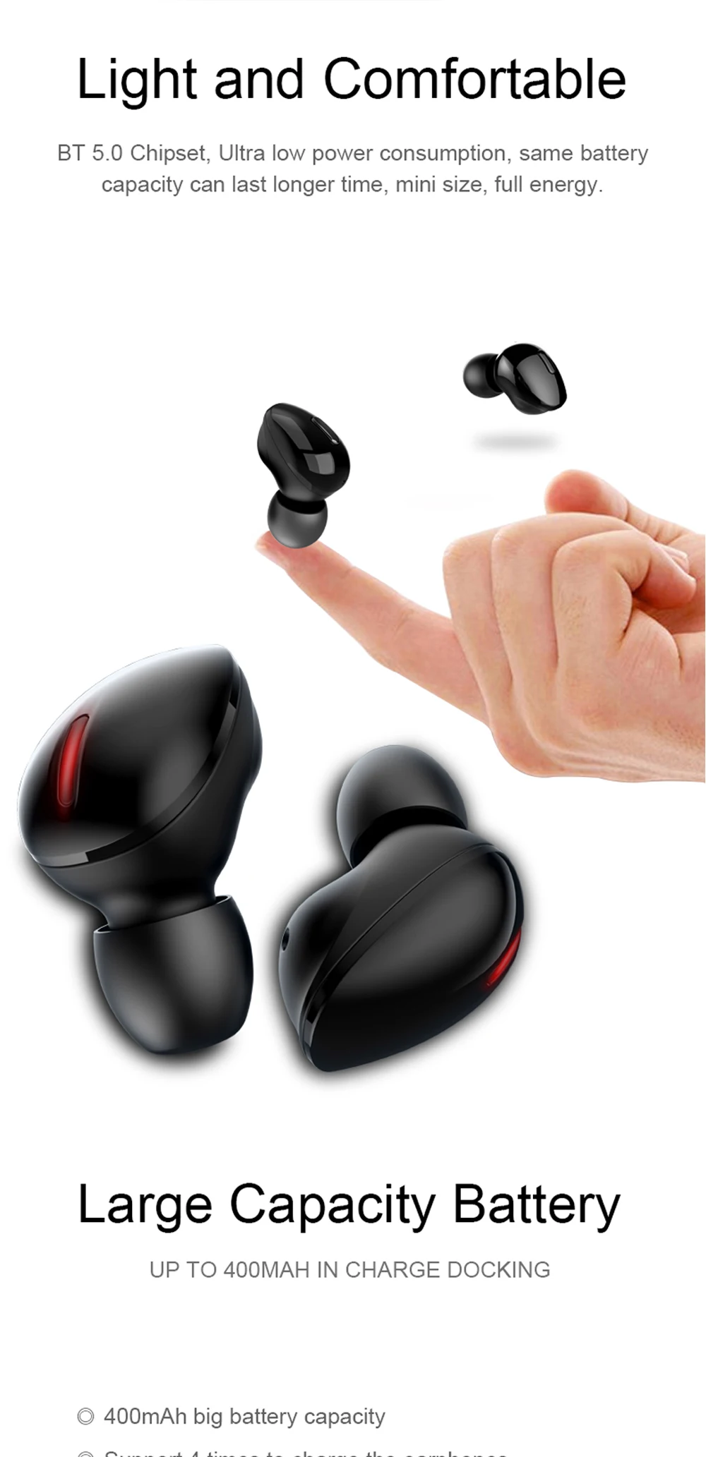 T2 TWS Bluetooth 5,0 Беспроводные наушники с микрофоном, 3D стерео бас гарнитура Беспроводные наушники для телефона