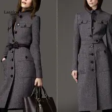 Зимнее шерстяное пальто женская верхняя одежда с длинным рукавом куртка повседневная Осенняя зимняя элегантная длинная куртка размера плюс