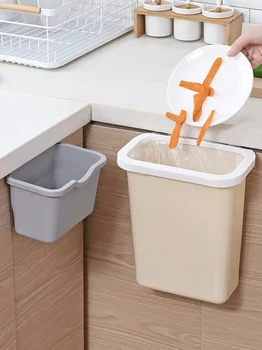 

5L Wall Mounted Folding Waste Bin Kitchen Cabinet Door Hanging Trash Bin Garbage Car Trash Can Wall Mounted Foldable Cleaning