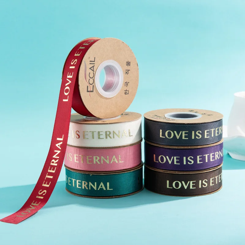 

50yards/Roll 1inch 25mm LOVE IS ETERNAL Letter Printed Grosgrain Ribbons Birthday Party Wedding Gift Box Cake Flower Decoration