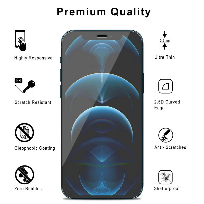 3 in 1 packaging 0.3mm 9H Premium Tempered Glass Screen Protector for iPhone 12 mini 5.4 6.1 pro max 6.7 inch XR Xs X 8 7 300pcs