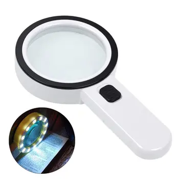 

GTBL Magnifying Glass With Light, 30X Handheld Large Magnifying Glass 12 Led Illuminated Lighted Magnifier For Macular Degener