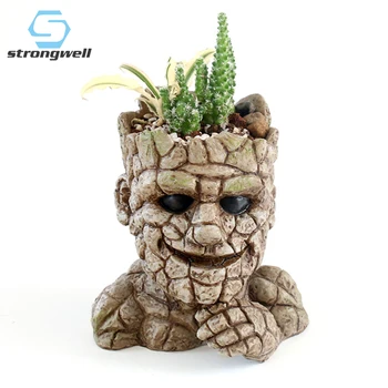 

Strongwell Cartoon Figure Head Flower Pots Garden Planter Holders Desktop Home Decoration Birthday Gift Succulent Containers