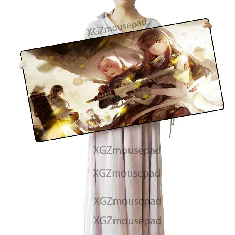 XGZ Classic Anime Custom Large Gaming Mouse Pad Black Lock Edge Girls Frontline Computer Desk Mat N