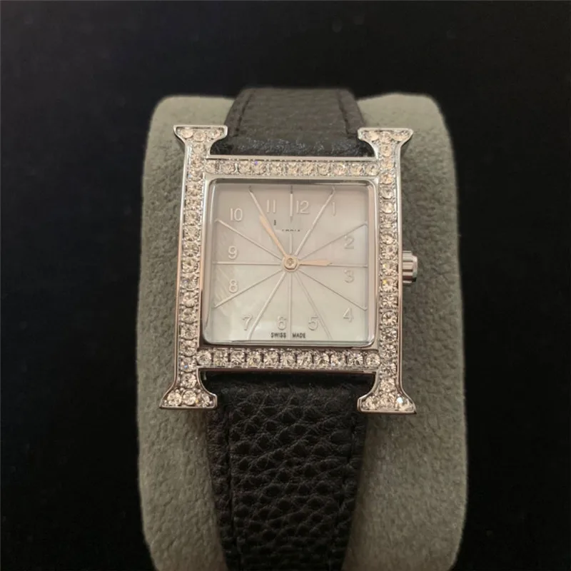 

Luxury H Letter Simple square quartz women's Silver Diamond Wristwatch Trend and Fashion Gift For Women