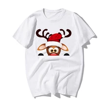 Забавный Санта-Клаус, олень, Мужская Рождественская футболка, подарок для влюбленных, новогодние футболки, мужские рождественские футболки, повседневная хлопковая футболка