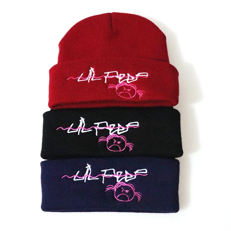 Lil Peep Beanie вышивка для мужчин и женщин вязанные шапки вязанные шапочки Skullies теплая зимняя унисекс Лыжная хип-хоп шапка