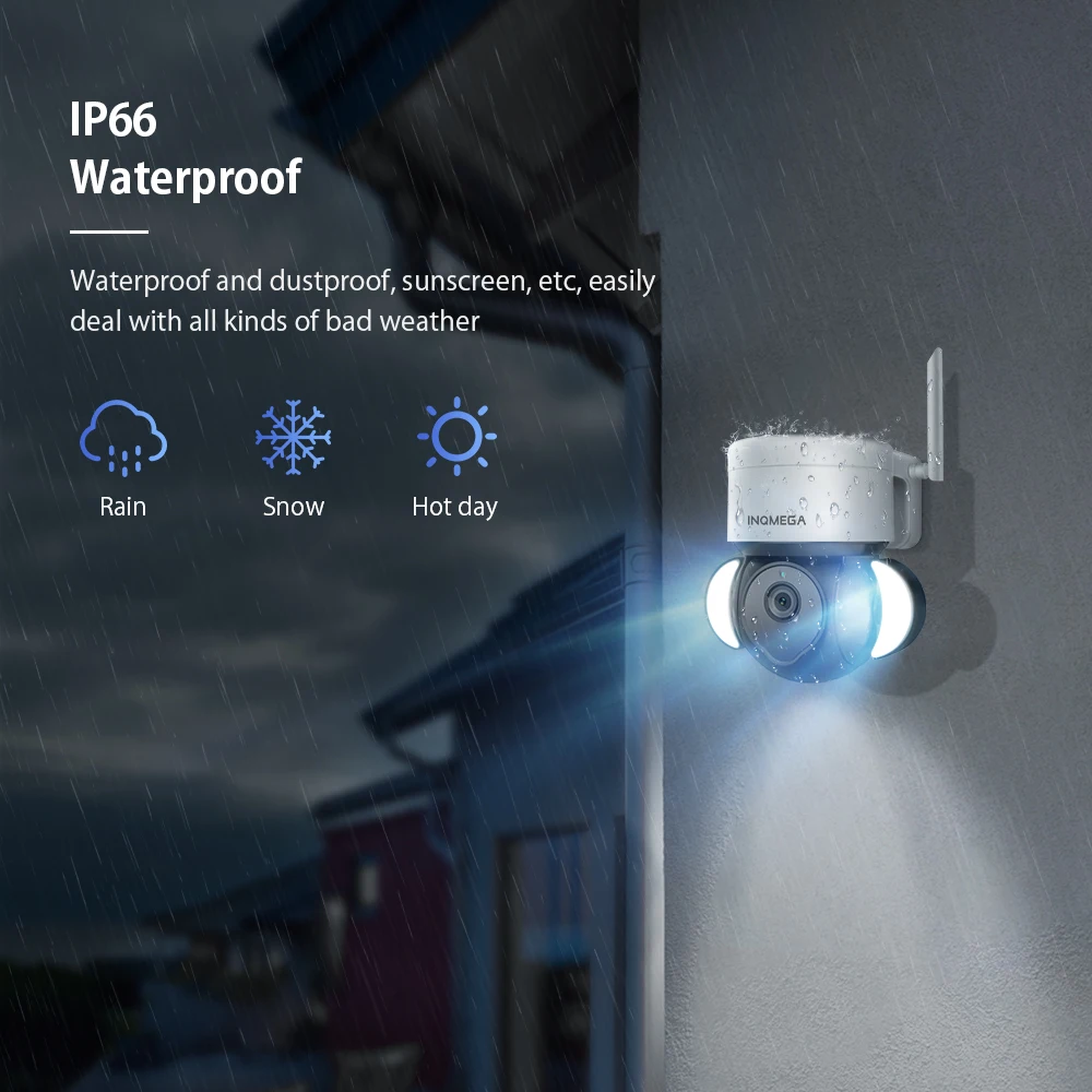 INQMEGA TUYA Alexa Smart Voice Camera Supports Google Homepage, Wired and Wireless Dual Connection Web Camera, Waterproof CCTV