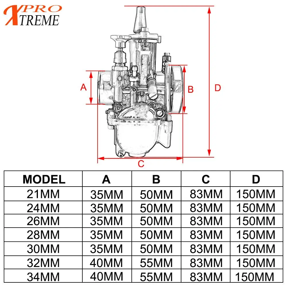 motorcycle universal 21mm 24mm 26mm 28mm 30mm 32mm 34mm PWK Carburetor Carburador For MAIKUNI 2T 4T engine scooter UTV ATV