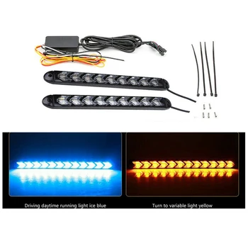 

Daytime running light two-color streamer turn signal 9 light ice blue + yellow pair head lamp