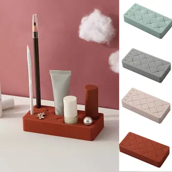

SFVEFVD 12 Grid Silicone Lipstick Storage Box Makeup Organizer Cosmetic Display Stand Bedroom Bathroom