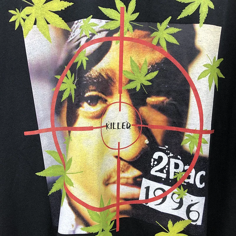 Негабаритных 2pac футболки Для мужчин Для женщин хлопок Тупак футболки высокого качества; короткий рукав; футболка