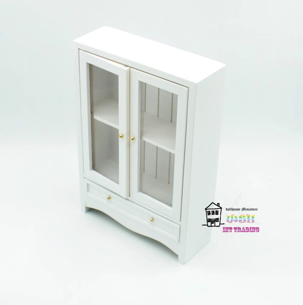 1:12 Dollhouse miniature Dolls Furniture 5.71" White European style Double door cabinet