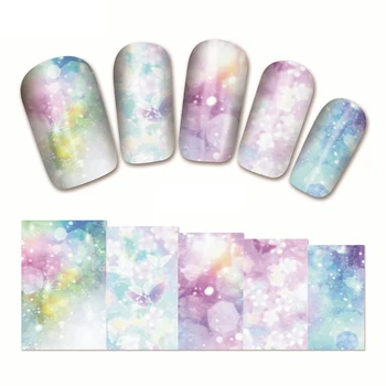 

Rainbow Pattern Nail Sticker Transfer Wraps Non-toxic Party Water Decals Art Bubbles Tape Pretty Women Gel Polish Ornament