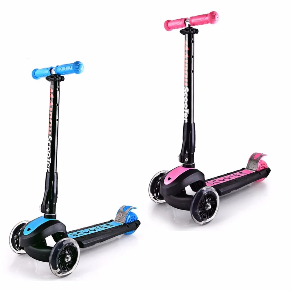 Складной 3 колеса скутеры Детские регулируемая высота алюминиевый сплав самокат с город флэш-ролик скейтборд для детей