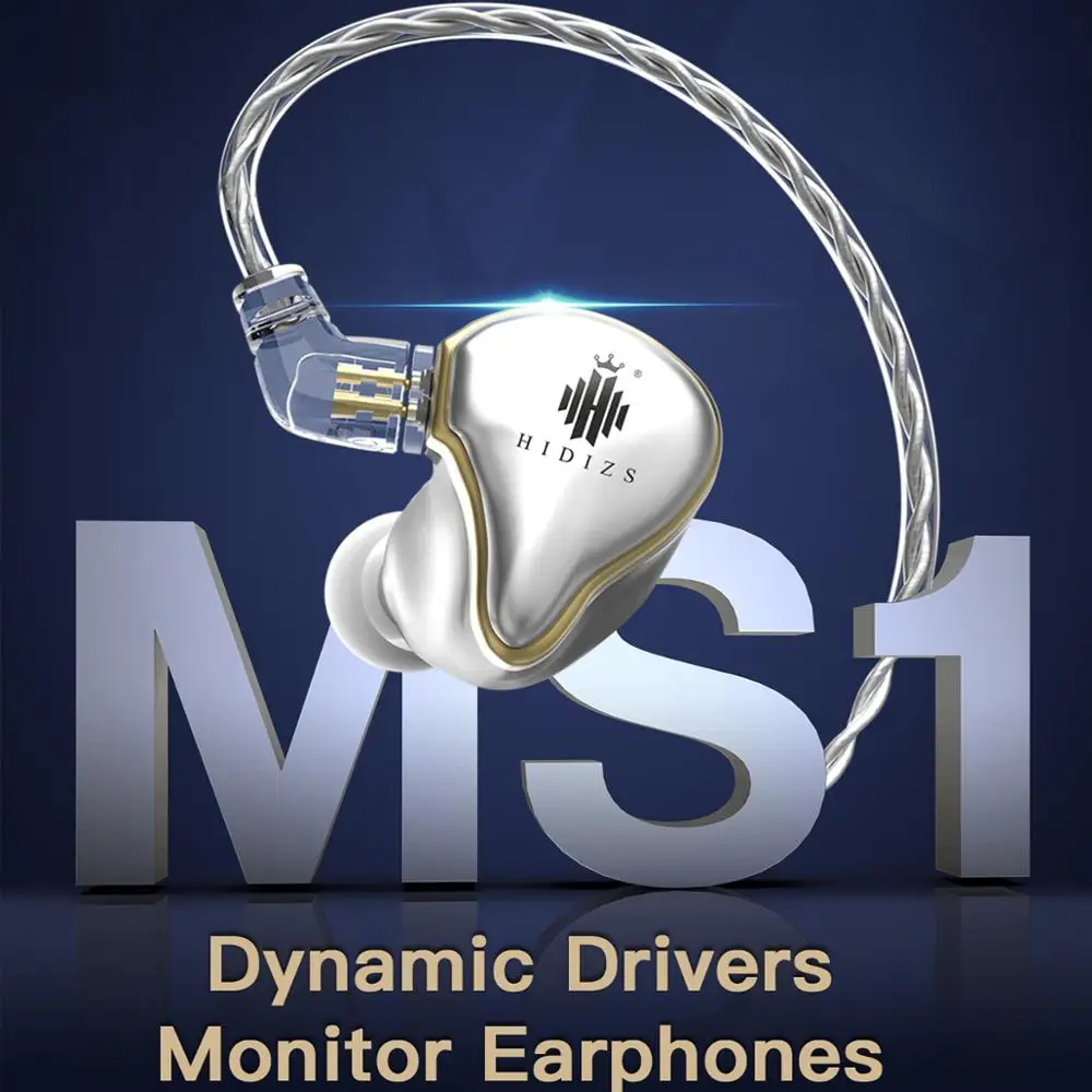 Hidizs Mermaid MS1 Monitor Headphones Wired Audiophile Dynamic Diaphragm Hi Fi IEM Earphones with Detachable Cable