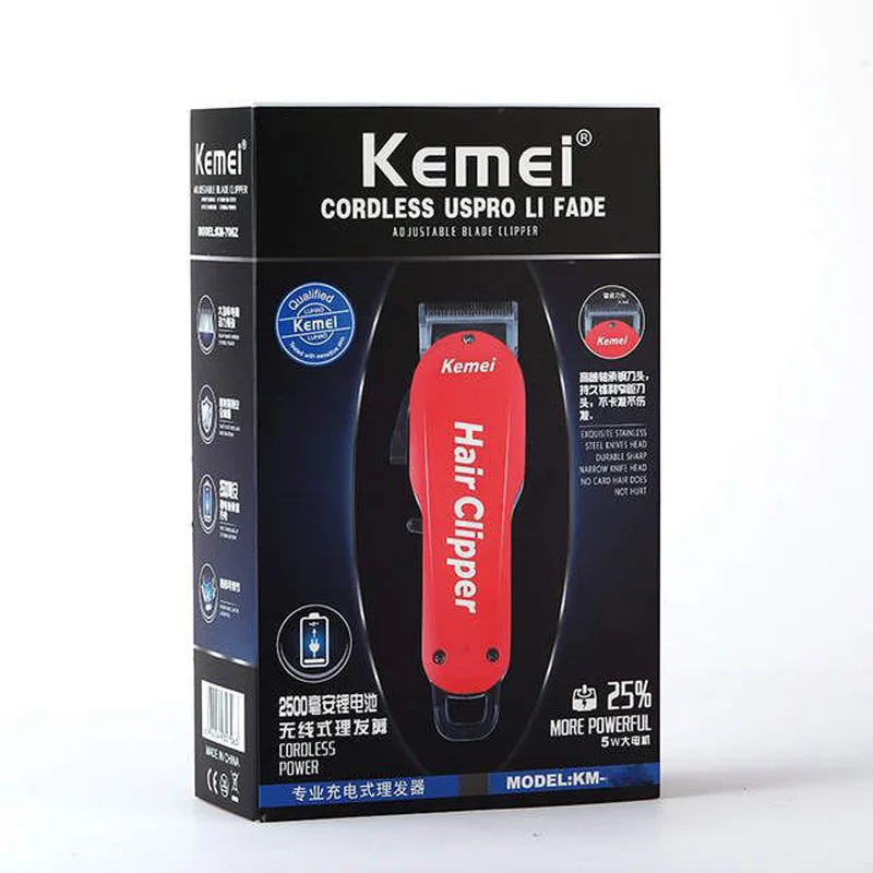 Kemei 7 часов большой Ёмкость Батарея Профессиональный Wahl машинка для стрижки волос
