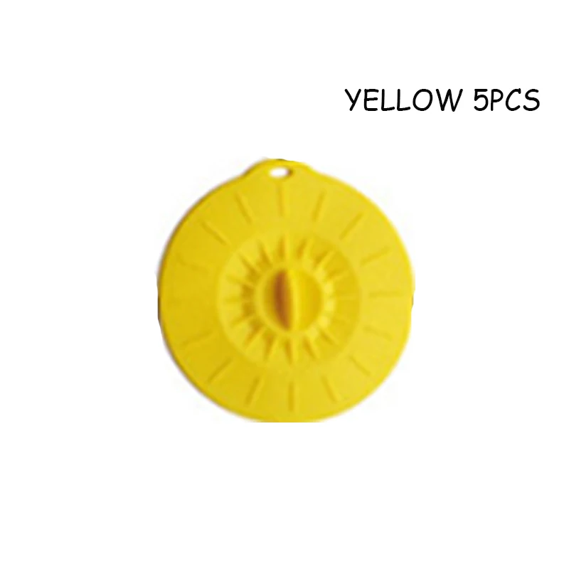 Yellow Силиконовая крышка всасывания Крышка Безопасная крышка для горшков посуды многофункциональная здоровая Удобная посуда из пяти частей кухонные инструменты - Цвет: Yellow