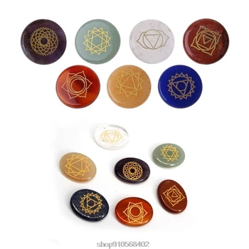 

Stones Reiki Healing Crystal With Engraved Chakra Symbols Holistic Balancing Polished Palm Natural Stones S25 20 Dropshipping
