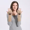 Winter Women Warm Cute Cartoon Skull Fingerless Sleeves Mittens Female Acrylic Stretch Knit Half Finger Arm Warmers Gloves C83 ► Photo 1/6