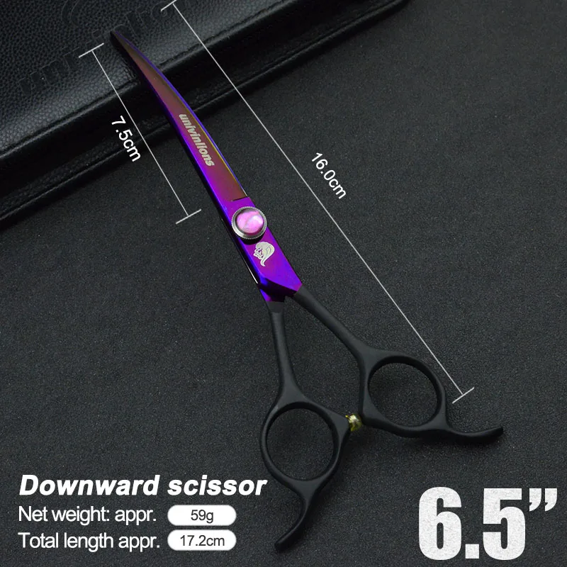 6.5" Pet Dogs Gromming Scissors Down Curved Shears Sharp Edge Animals Cat Downward Hair Cutting Barber Cutting Tools