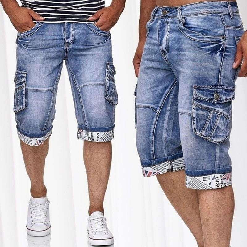 Jeans Men Short Pants 2021 Summer Casual Streetwear Mens Clothing Hip Hop Jeans Pocket Skinny Denim Jean Pant Shorts Blue mens slim jeans