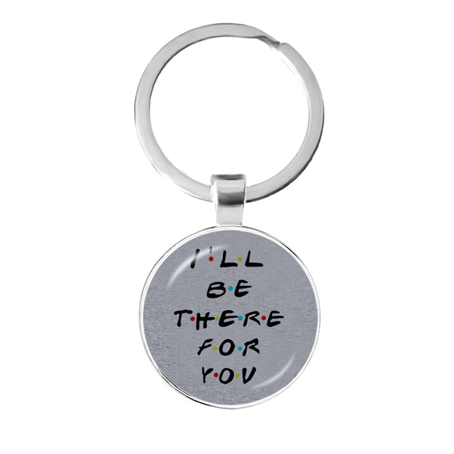 Friends TV Show Pendant Keychain Character Cartoon Fun Pattern 25mm Glass Cabochon Key Ring Keyholder Good Friend Gift