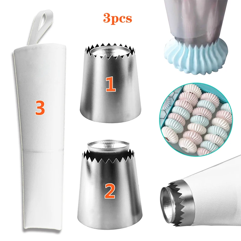 

3Pcs Russian Nozzles Cookies Mold Confectionery Ice Cream Cake Decorating Tools Icing Piping Nozzles Set