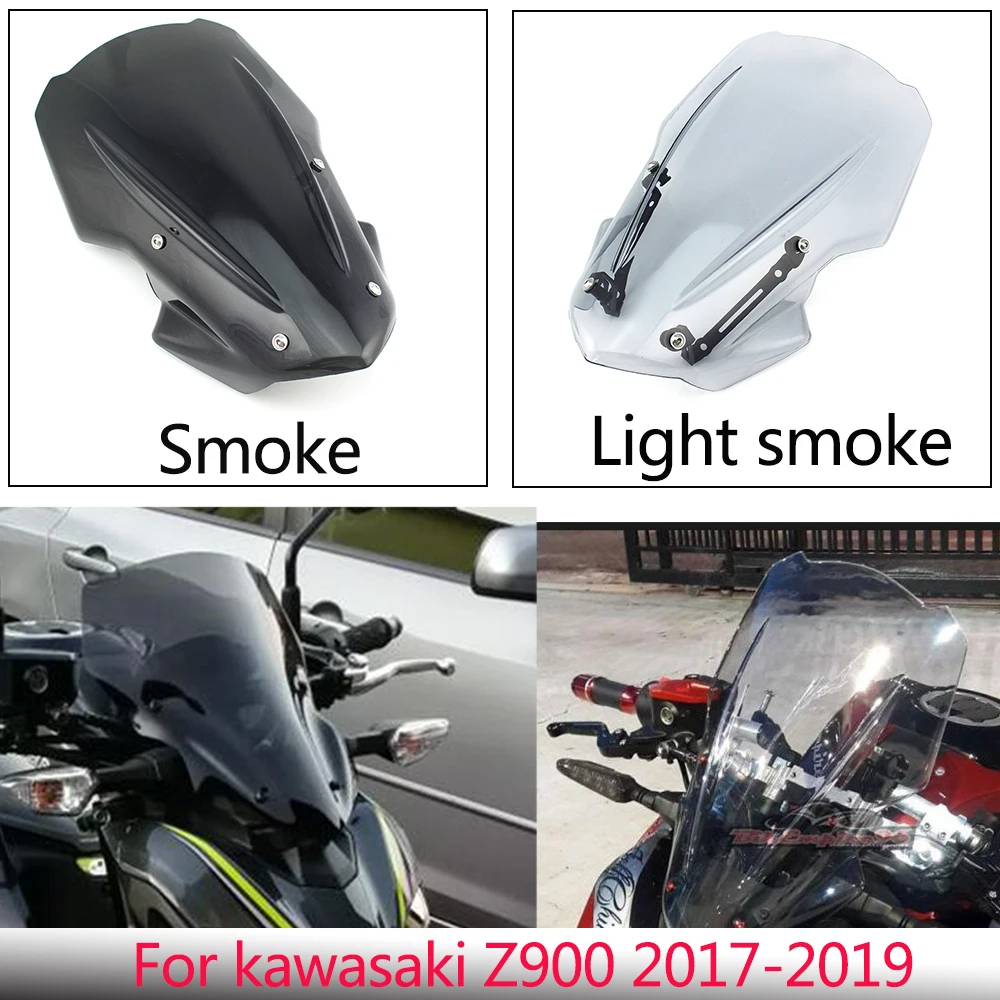 

Motorcycle Accessories Z 900 Smoke Clear Windshield Windscreen Screen Bracket Pare-brise for Kawasaki Z900 Z-900 2017 2018 2019