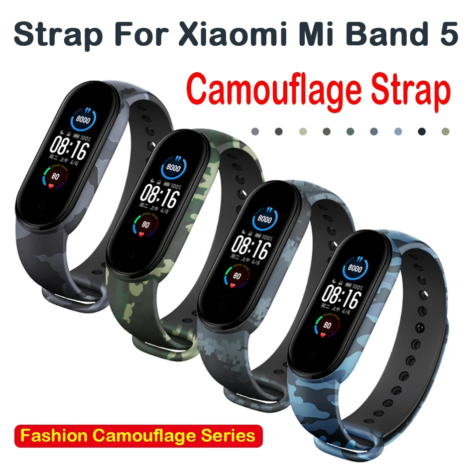 Camouflage Strap Watch Strap For Xiaomi Mi Band 5 Sport Silicone Bracelet  For Miband 5 NFC Band5 Replacement Smart Accessories|Smart Accessories| -  AliExpress