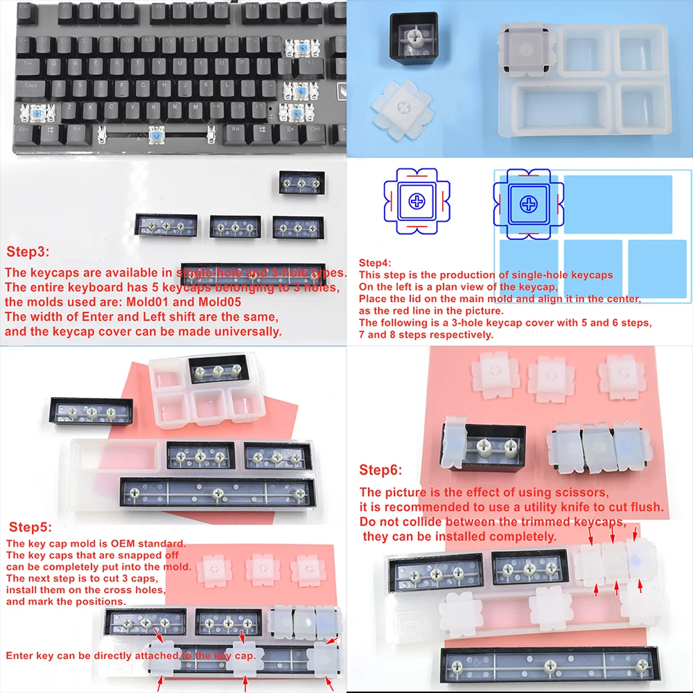 Juego de moldes de fundición de resina epoxi para teclado mecánico para  juegos, manualidades de arcilla polimérica, 6 bandejas de silicona con  extractor de llaves : Precio Guatemala