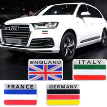 3D автомобильный багажник значок Англия Италия Франция Германия Эмблема Наклейка металлическая алюминиевая Надпись Логотип для bmw мини сиденье для автомобилья Лада Шкода Ауди Хонда