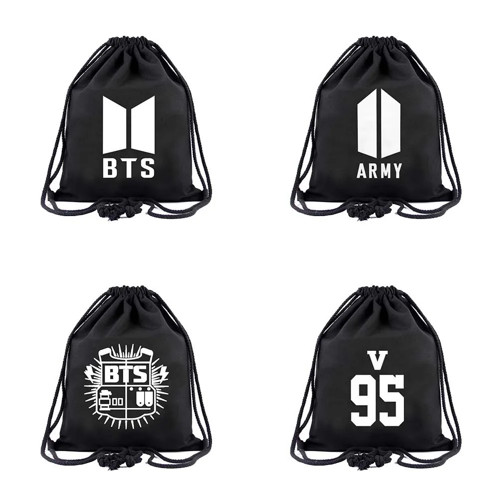  BTS Bulletproof Boys Related Products Drawstring Backpack Canvas Bag Men And Women Students Canvas  - 4000208412235