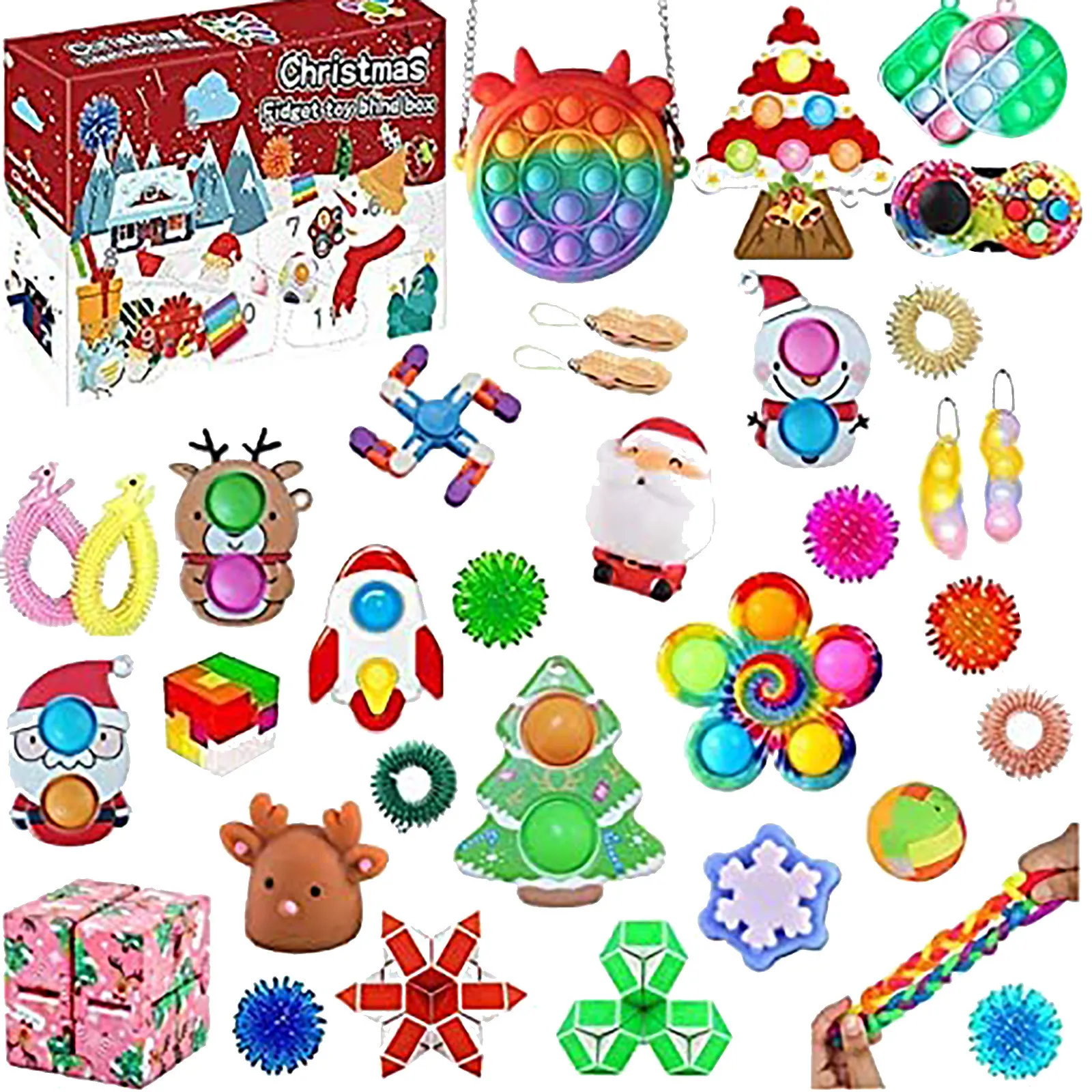 pea pod fidget toy Fidget Advent Calendar For Christmas With 24 Fidget Toys Pack Blind Box Antistress Relief Toy For Christmas Gift Anti Stress set pea pod fidget toy Squeeze Toys