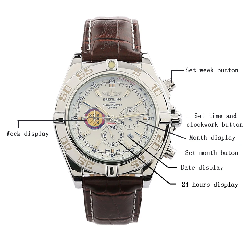 Breitling-Tourbillon Earth Graphic Automatic Mechanical Movement Men's Luminous High Quality High Quality Fashion Trend Swiss afbeelding