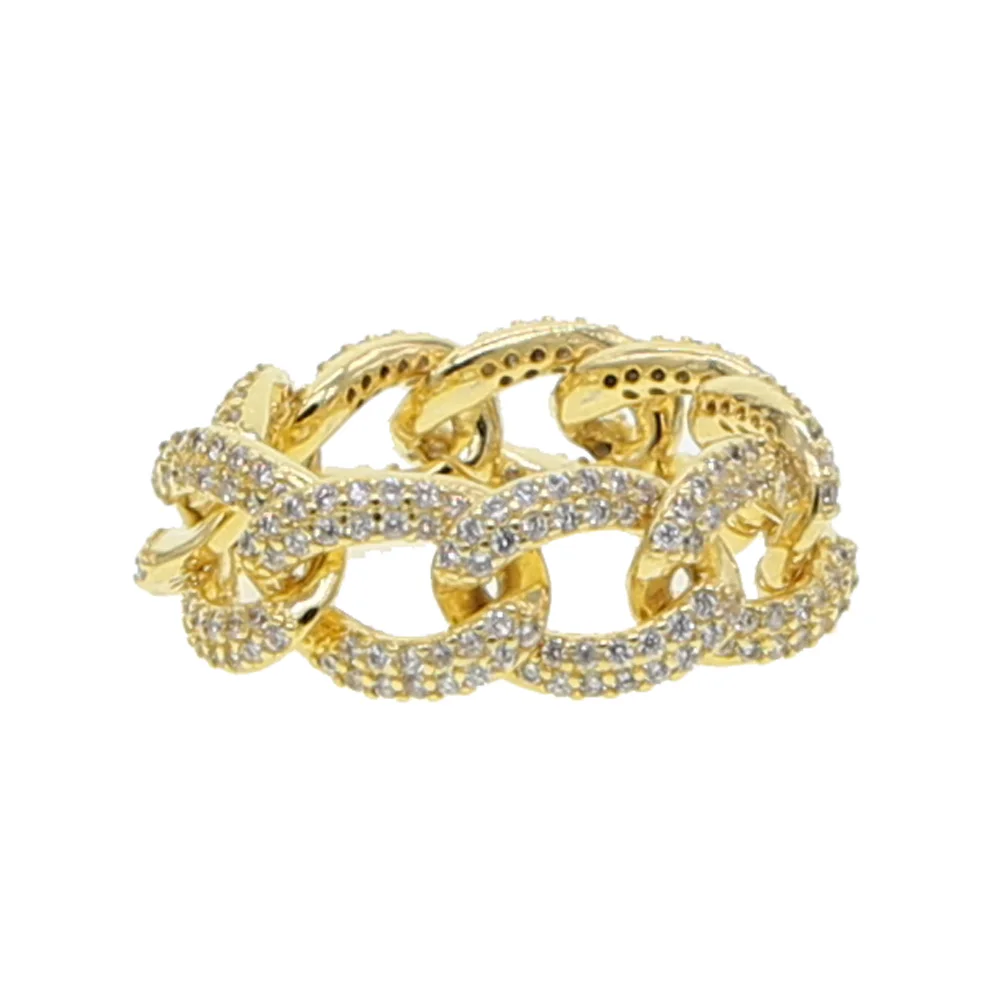 ICED OUT bling хип-хоп рок, Женские Ювелирные изделия, Снаряженная кандалы, кубинская цепочка, Женское кольцо на палец - Цвет основного камня: gold