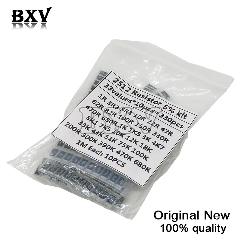 330pcs 1 Ohm1m Ohm Electronic Resistors 5 2512 Smd Resistor Assorted Kit Set 10r 47r 100r 10k