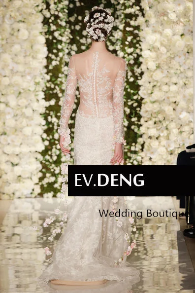 Настоящая фотография пикантные Длинные рукава Casamento кнопку appliques vestido de noiva кружевное свадебное платье для матери невесты платья