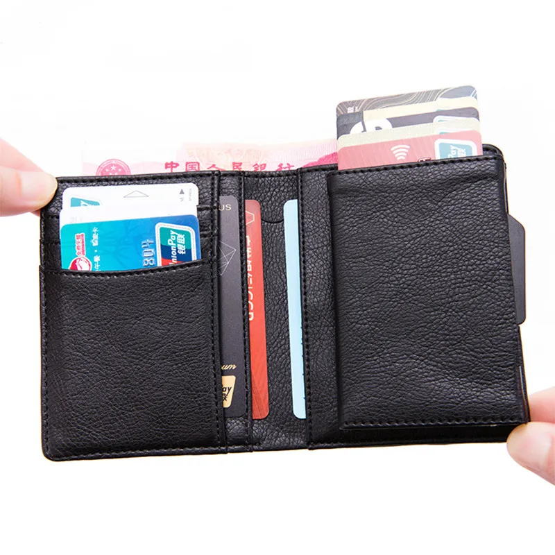 BISI GORO из искусственной кожи RFID бизнес держатель для карт карбоновые кошельки