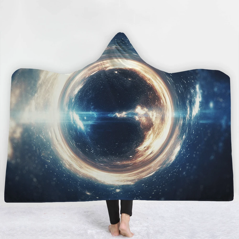 3D принт, черное, с дырами, шерпа, коралловый флис, носимое, с капюшоном, пледы, одеяло, для дома, микрофибра, теплое одеяло для дивана, постельные принадлежности, 150x200 см