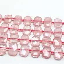 

Natural Pink Crystal Rose Quartz Faceted quadrate Loose Stone Beads 15X20mm 15"