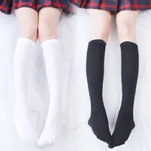 Японский стиль длинные носки женские чулки плюс размер черные топы для женщин выше колена носки