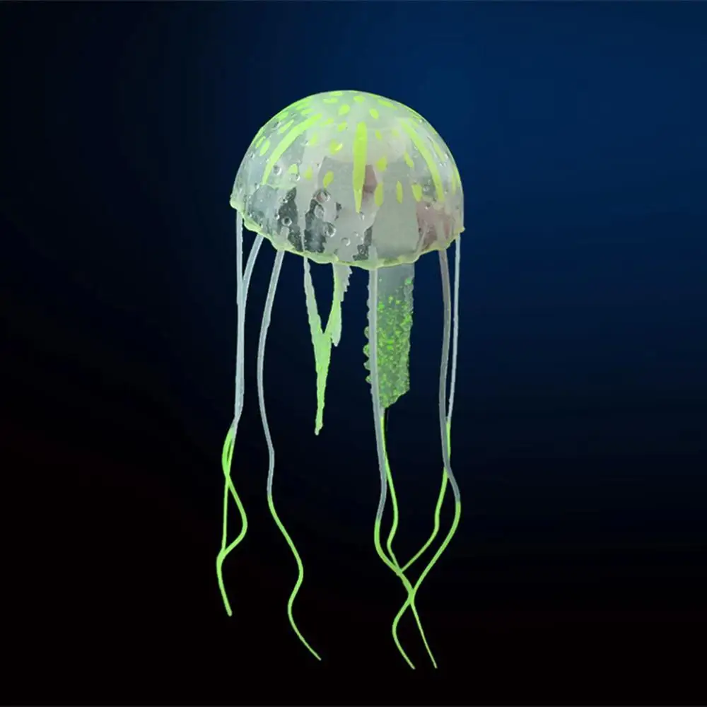 Флуоресцентная силиконовая Медуза светящийся эффект рыбы для аквариума украшения аквариума Ландшафтные рыбные украшения - Цвет: Цвет: желтый