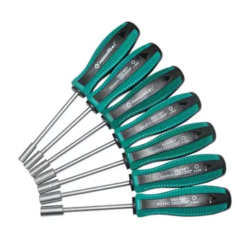 

0512 Portable 7pcs Hex Socket Sleeve Metal Socket Driver Wrench Screwdriver Hex Nut Key Nut Driver Professional Hand Tool