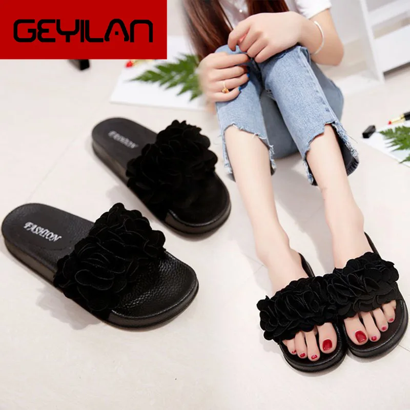 

Big Size Women Beach Flip Flops Slippers Woman Shoes Summer Slides Flat Plus Flower Ladies Slippers Home Female Women Shoes Lady