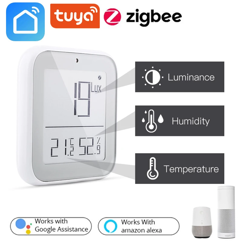 Tuya Zigbee Smart Home Temperature And Humidity Sensor Mini Brightness