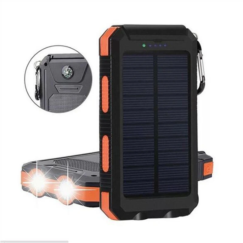 

20000mAh Dual USB DIY Solar Powered Bank Case Kit with LED Light Com Pass Waterproof Flashlight for Outdoor Torch Portable