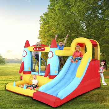 

Children Inflatable Bouncer With Safe Net 333x275x185 Cm 3-4 Kids Outdoor Gaming Castle Slide Portable Children's Trampoline Toy