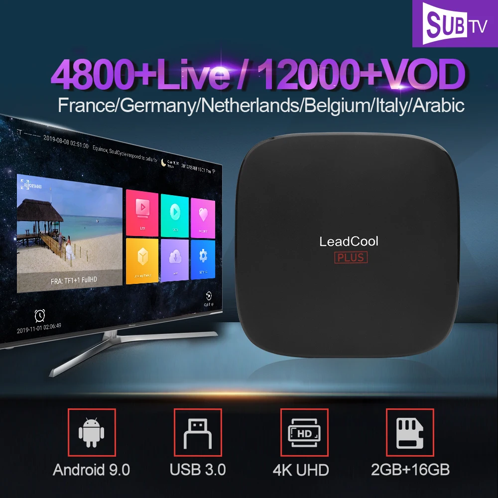 

Leadcool Plus SUBTV IPTV Subscription France Arabic Turkey Germany IPTV Box Android 9.0 IPTV Portugal Italy Netherlands IP TV